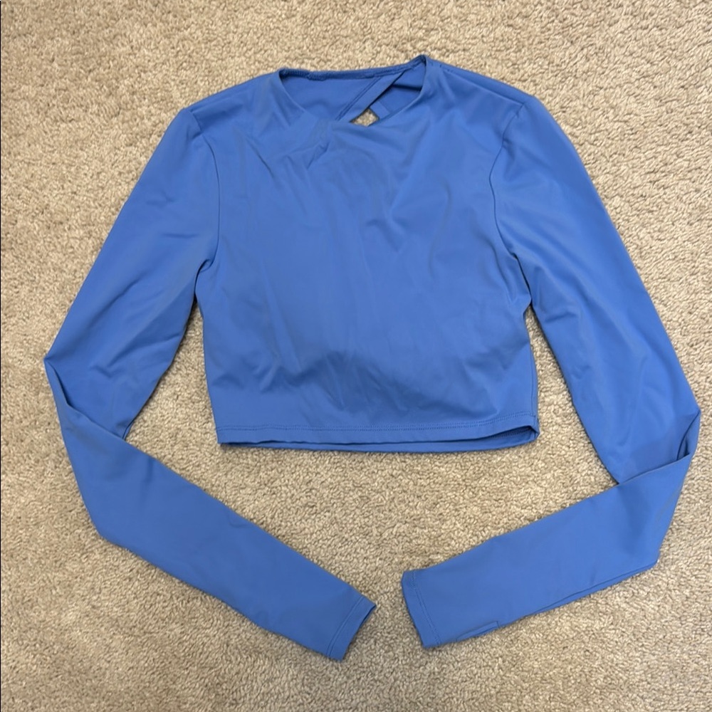 Blue Long Sleeve Crop Top
